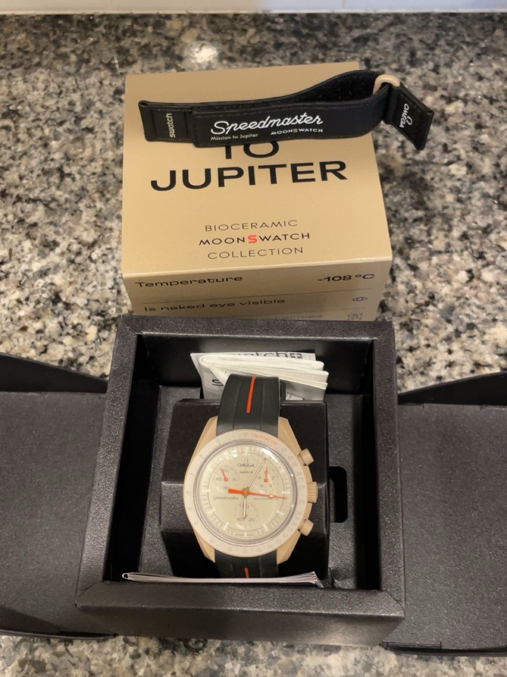 Swatch Mission to Jupiter Box - Cream & Black Text